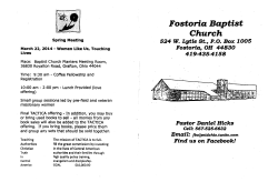 Fostoria Baptist Church Bulletin